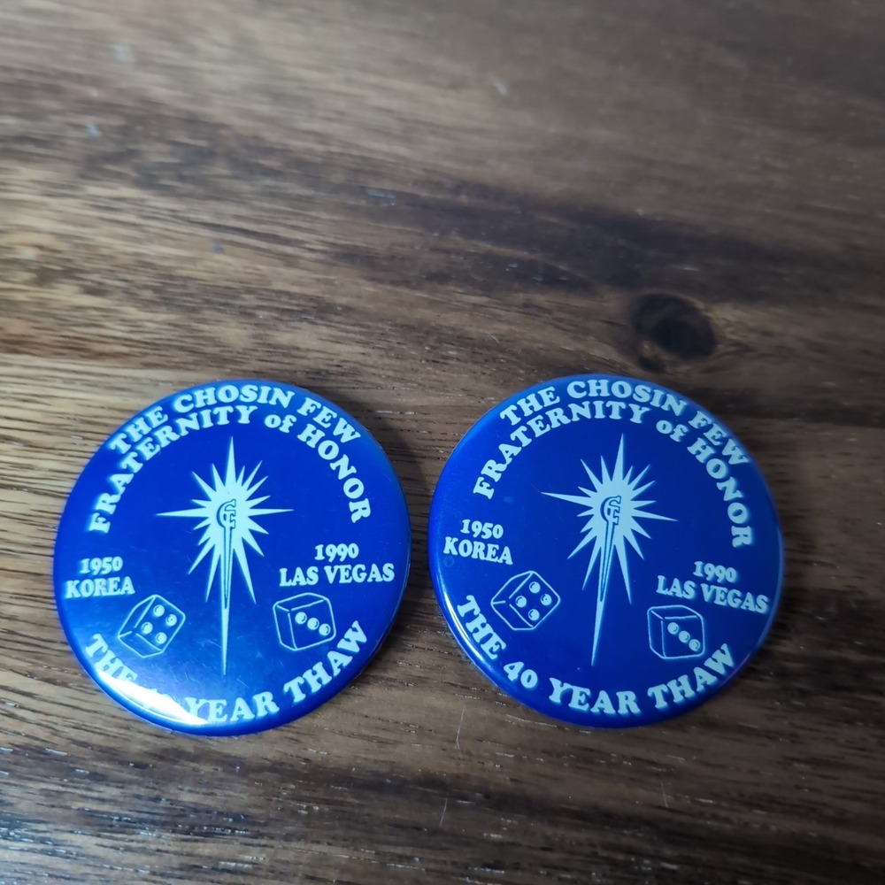 Vintage The Chosin Few Fraternity of Honor 1990 Las Vegas 40 Year Thaw Pins 2pc